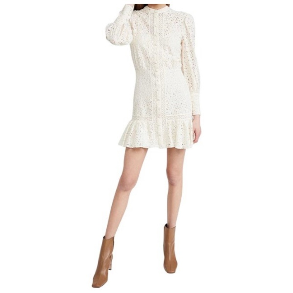 VERONICA BEARD Hilda Ruffle Lace Dress in Ivory Size 8